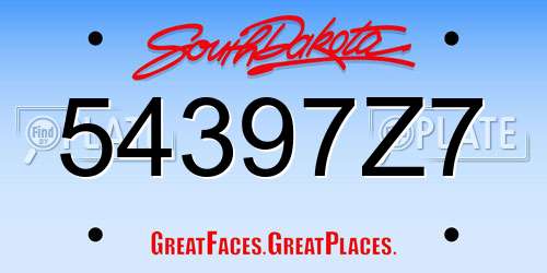 54397Z7 South Dakota License Plate