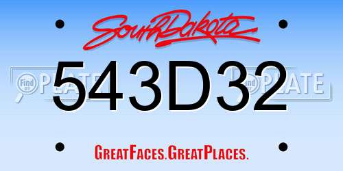 543D32 South Dakota License Plate