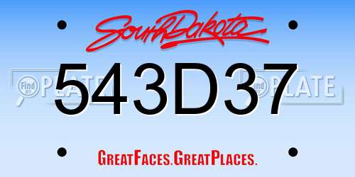543D37 South Dakota License Plate