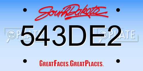 543DE2 South Dakota License Plate