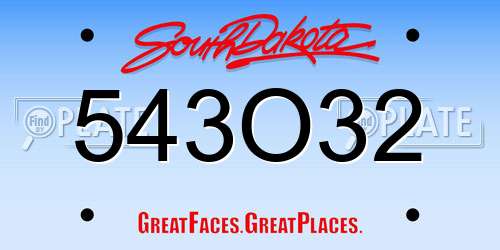 543O32 South Dakota License Plate