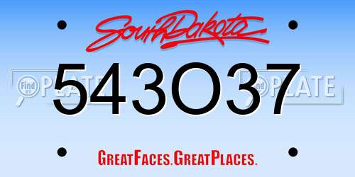 543O37 South Dakota License Plate