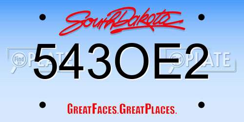 543OE2 South Dakota License Plate