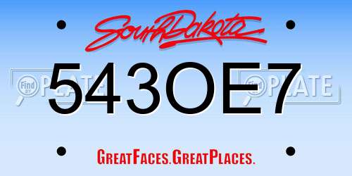 543OE7 South Dakota License Plate