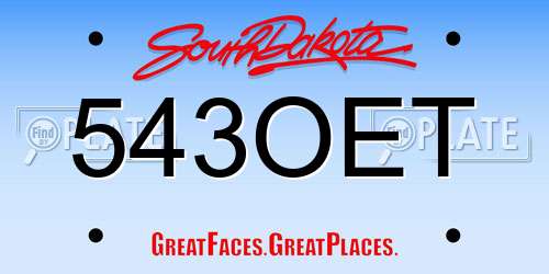 543OET South Dakota License Plate