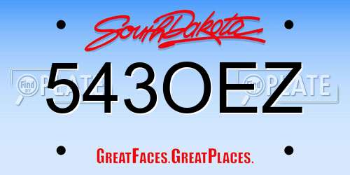 543OEZ South Dakota License Plate