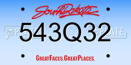543Q32 South Dakota License Plate
