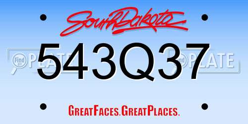 543Q37 South Dakota License Plate