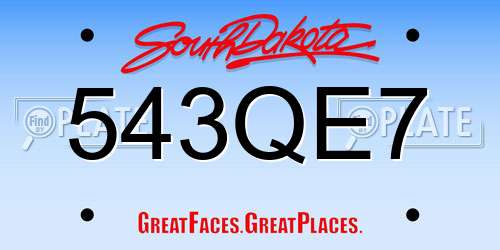 543QE7 South Dakota License Plate