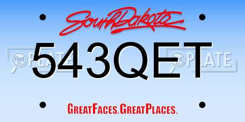 543QET South Dakota License Plate