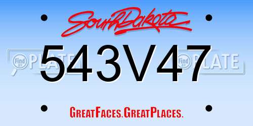 543V47 South Dakota License Plate
