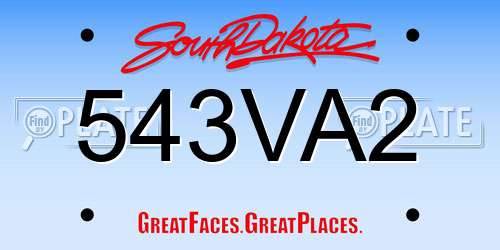 543VA2 South Dakota License Plate