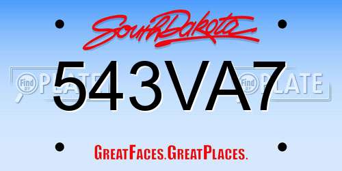 543VA7 South Dakota License Plate