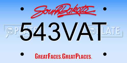 543VAT South Dakota License Plate