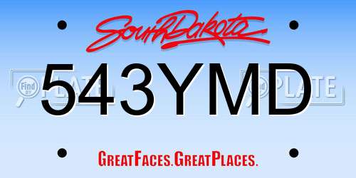 543YMD South Dakota License Plate