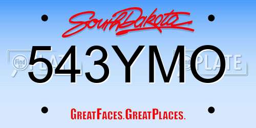 543YMO South Dakota License Plate