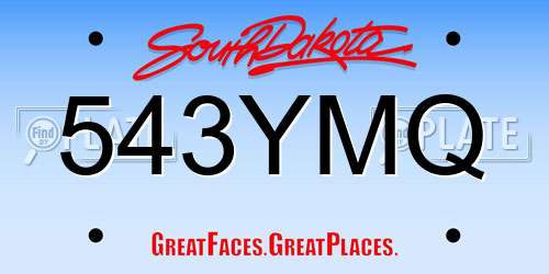 543YMQ South Dakota License Plate
