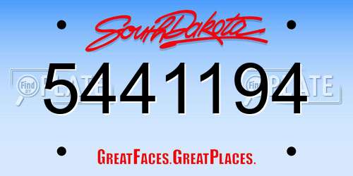 5441194 South Dakota License Plate