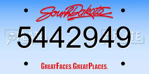 5442949 South Dakota License Plate