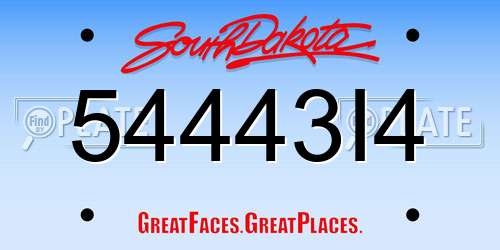 54443I4 South Dakota License Plate