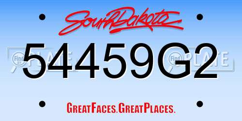 54459G2 South Dakota License Plate