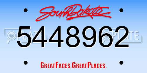 5448962 South Dakota License Plate