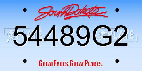 54489G2 South Dakota License Plate