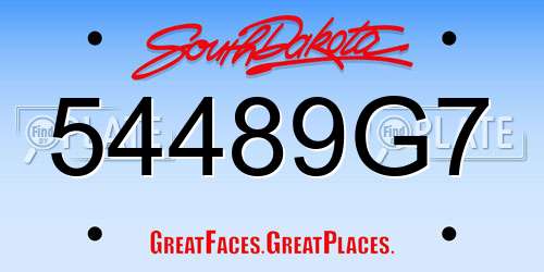 54489G7 South Dakota License Plate