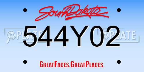 544Y02 South Dakota License Plate