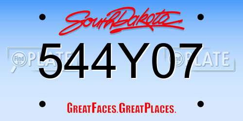 544Y07 South Dakota License Plate