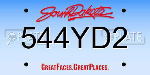 544YD2 South Dakota License Plate