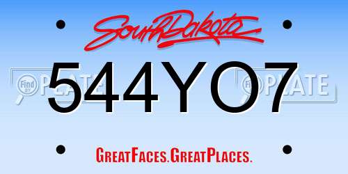 544YO7 South Dakota License Plate