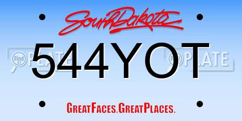 544YOT South Dakota License Plate