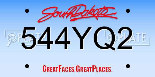 544YQ2 South Dakota License Plate