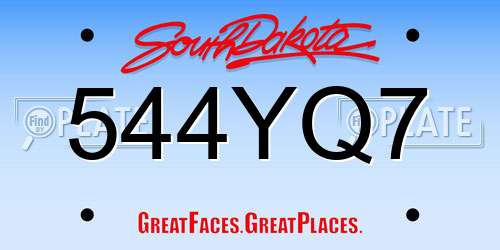 544YQ7 South Dakota License Plate