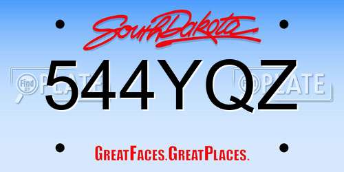 544YQZ South Dakota License Plate