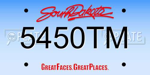 5450TM South Dakota License Plate