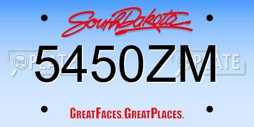 5450ZM South Dakota License Plate
