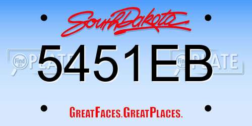 5451EB South Dakota License Plate