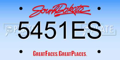 5451ES South Dakota License Plate