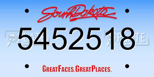 5452518 South Dakota License Plate