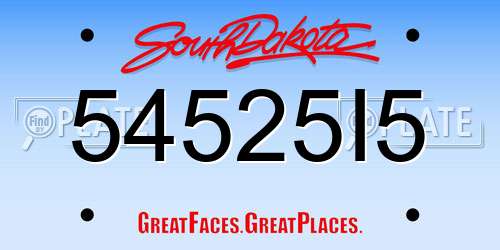 54525I5 South Dakota License Plate