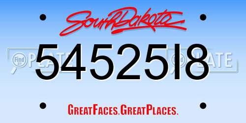 54525I8 South Dakota License Plate