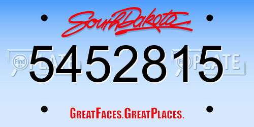 5452815 South Dakota License Plate