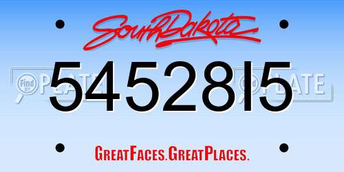 54528I5 South Dakota License Plate