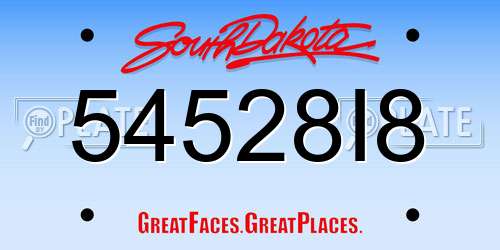 54528I8 South Dakota License Plate