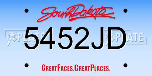 5452JD South Dakota License Plate
