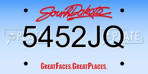 5452JQ South Dakota License Plate