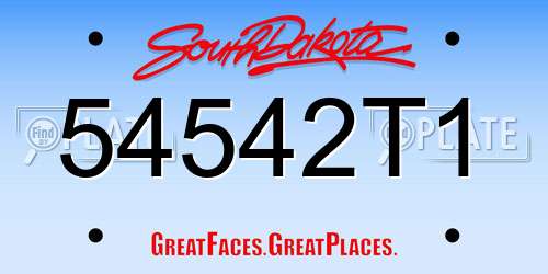 54542T1 South Dakota License Plate