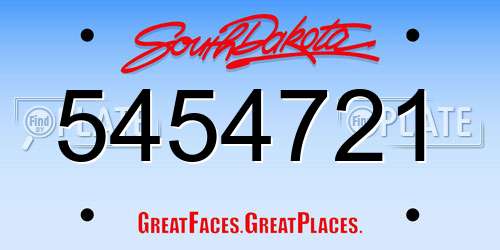 5454721 South Dakota License Plate
